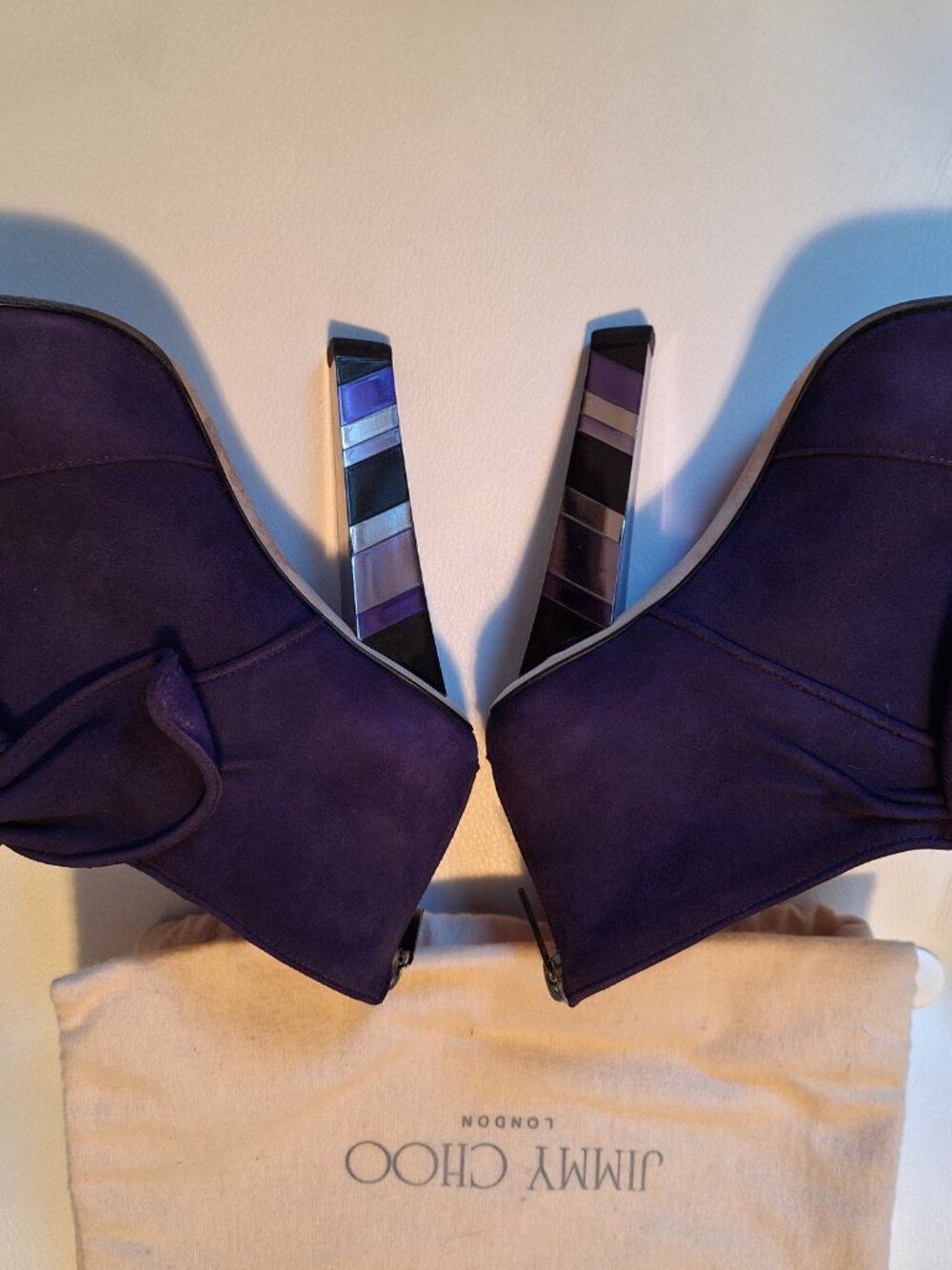 Jimmy Choo Colorblock heel purple suede booties - Picture 14 of 16